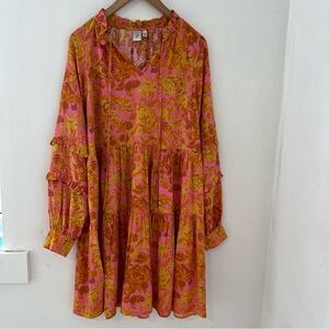 Yas Vibrant Pink and Orange Floral Dress